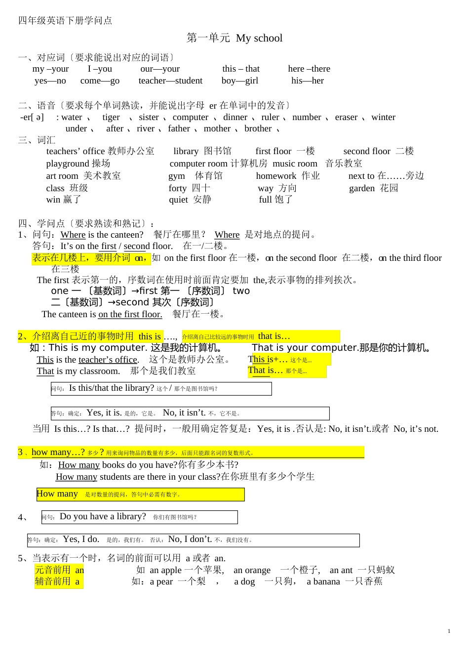 人教版四年级英语下册知识点总结_第1页