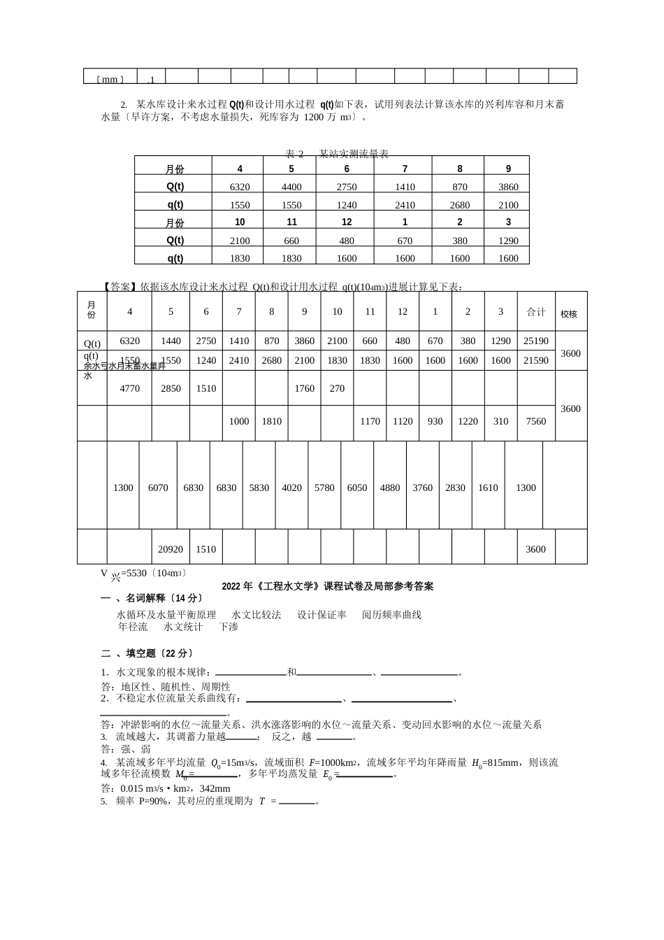 水文水利计算试卷_第3页