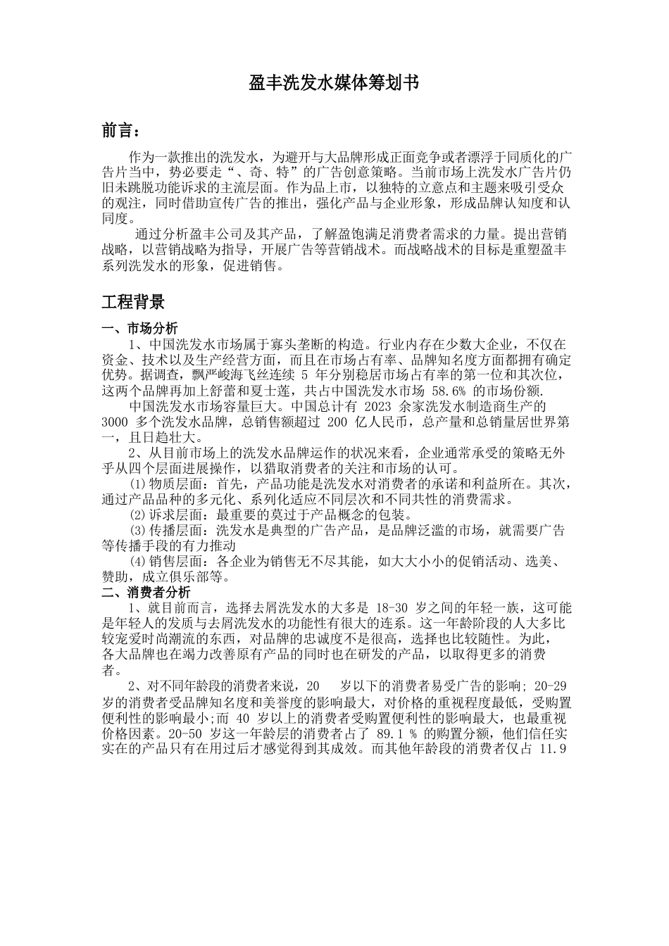 盈丰洗发水媒体策划书_第2页