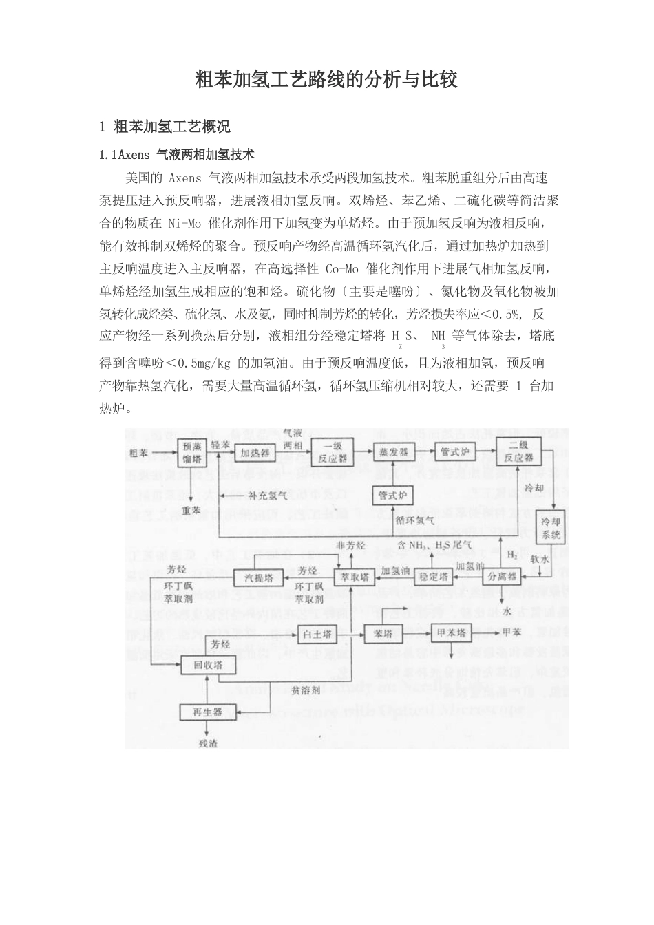 粗苯加氢工艺路线技术与比较_第1页