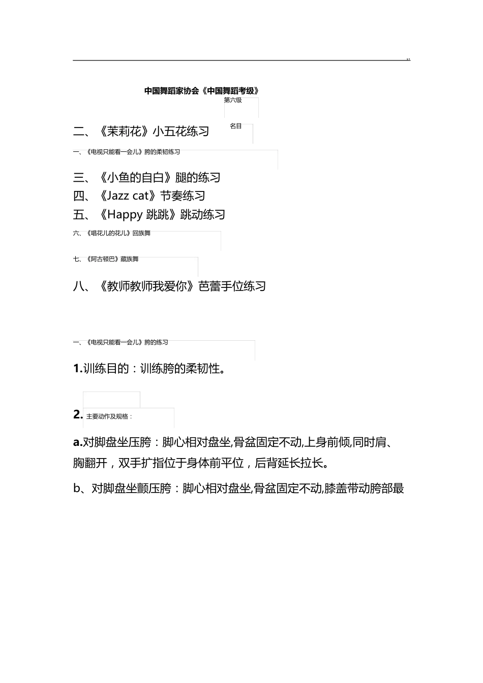 中国舞蹈家协会考级教案资料课程教案第六级_第1页