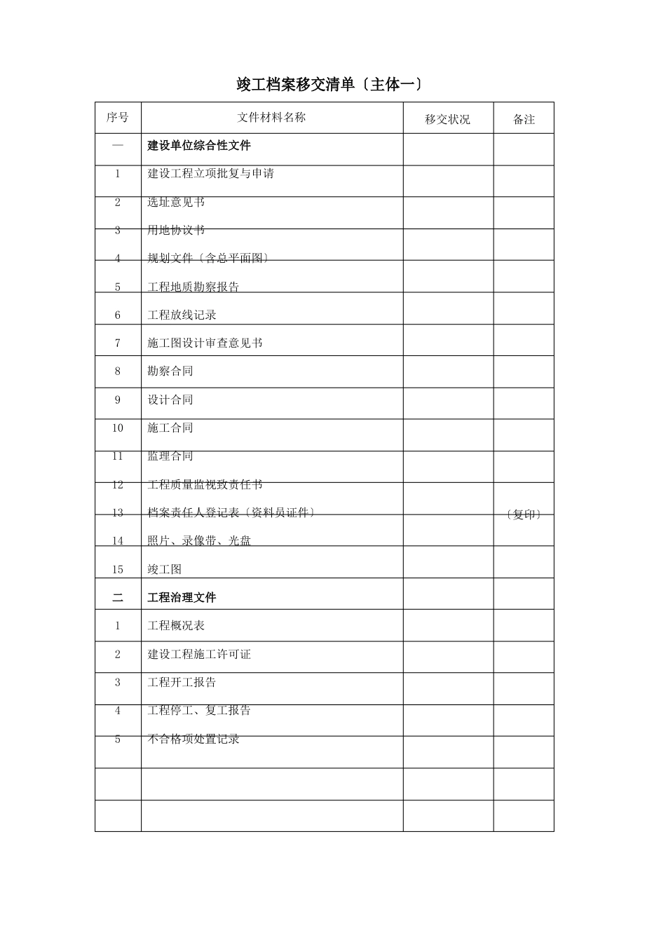 竣工档案移交清单_第1页