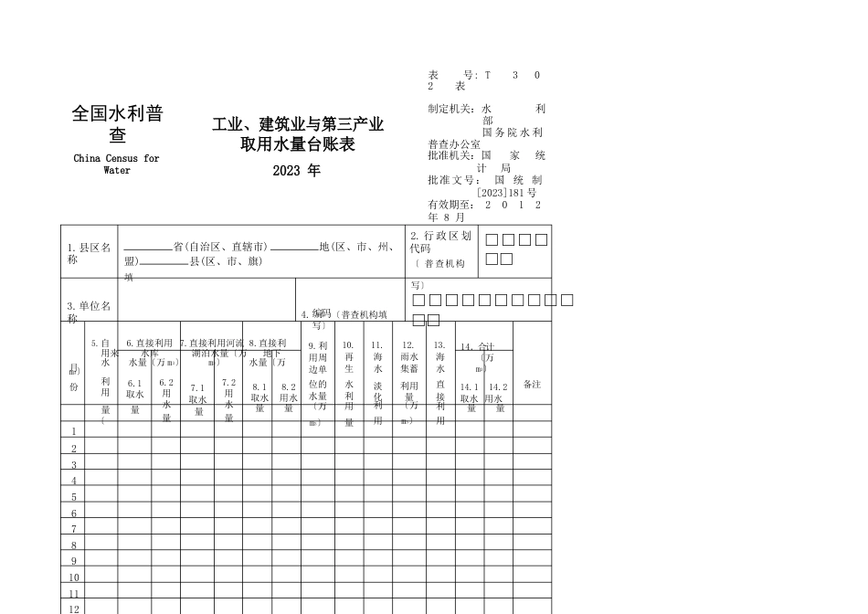 全国水利普查表_第1页