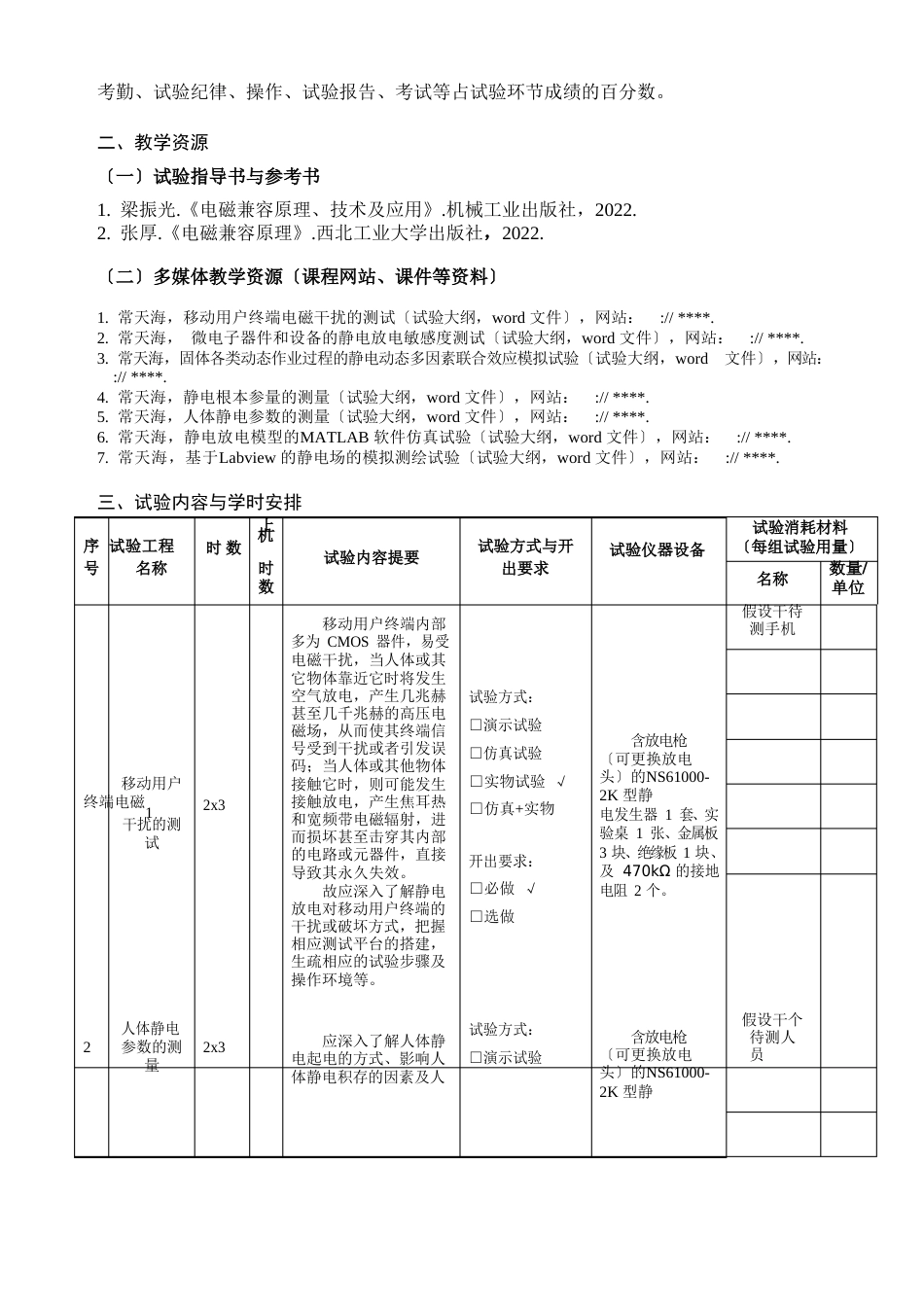 电磁兼容原理与设计实验教学大纲_第3页