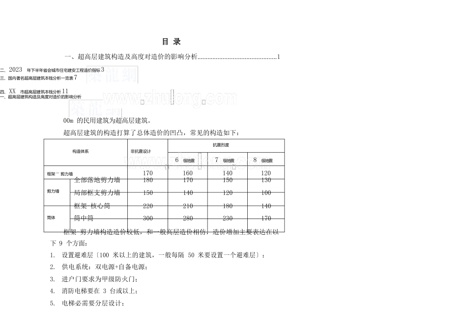 全国超高层建筑造价分析报告含分部分项造价分析各城市造价指标分析_第2页