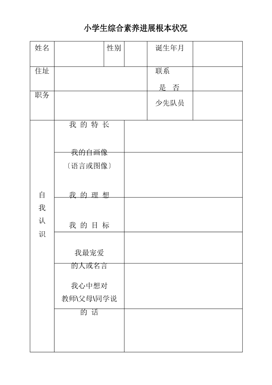 小学生综合素质发展报告式样_第2页