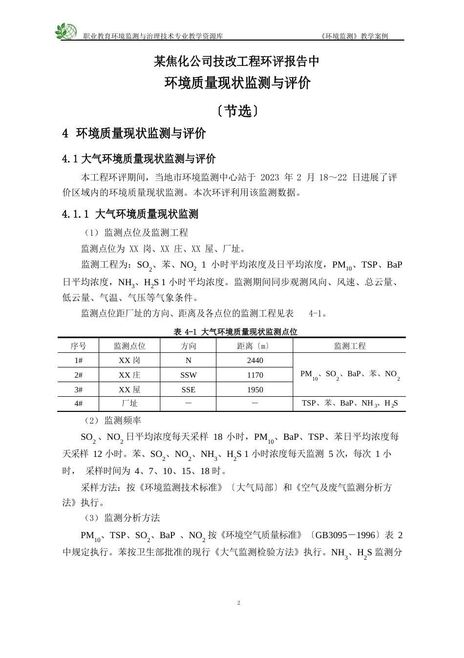 某焦化公司技改项目环评现状监测与评价_第1页