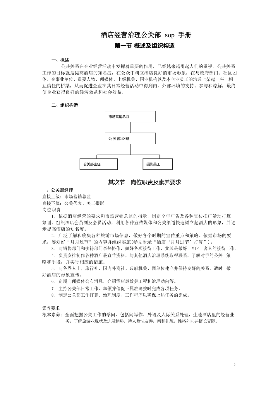 酒店经营管理公关部sop手册_第1页