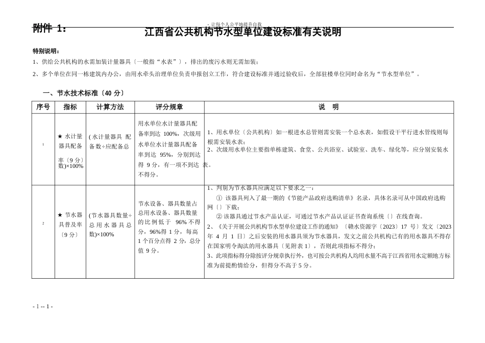 1江西省公共机构节水型单位建设标准有关说明_第1页