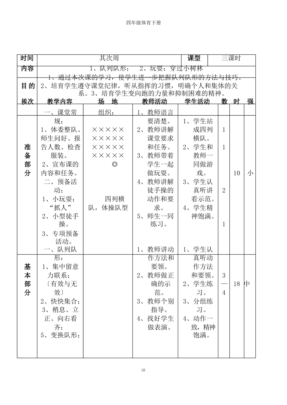 小学四年级下册体育教案(全册)_第3页