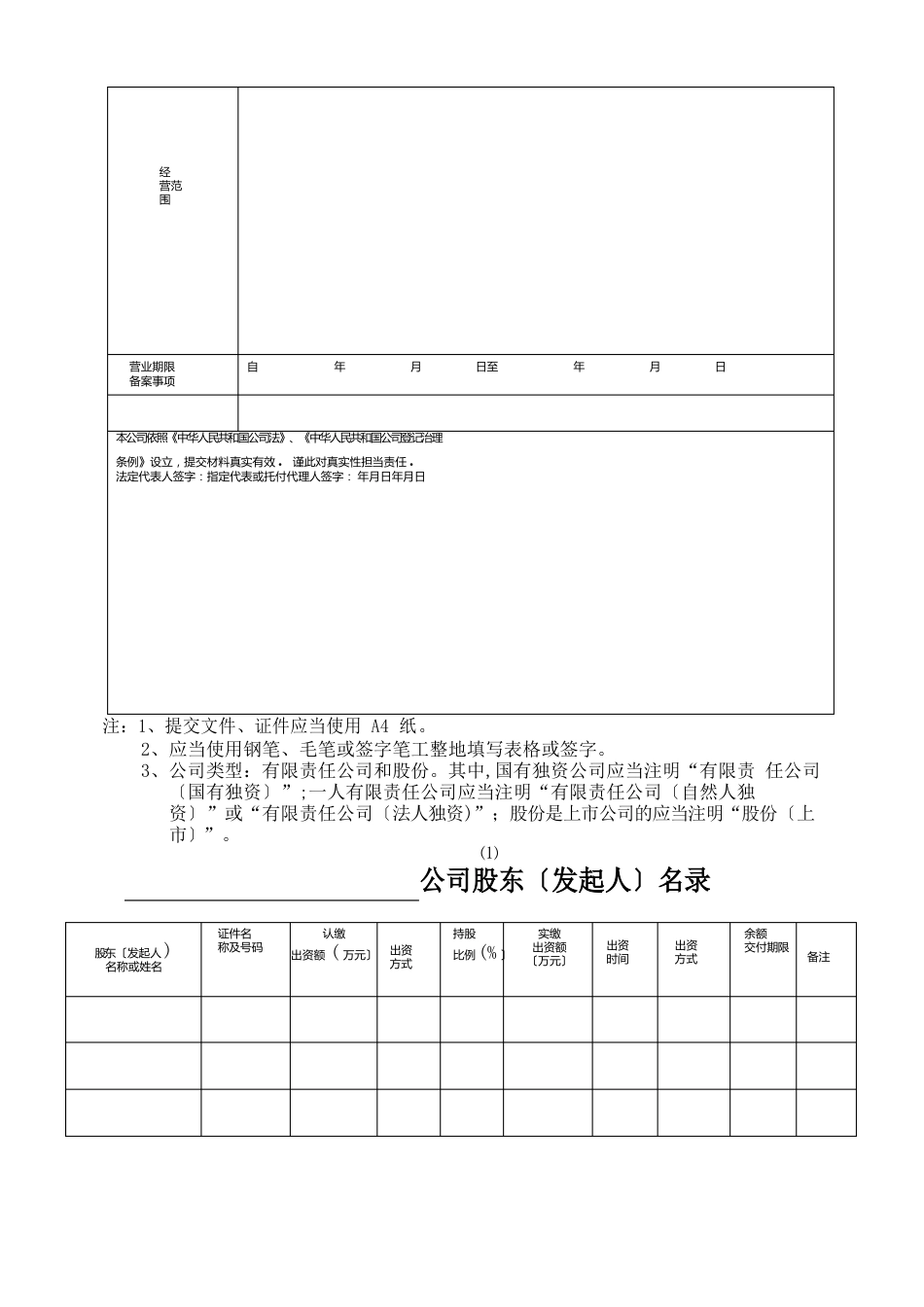企业登记申请表格_第3页