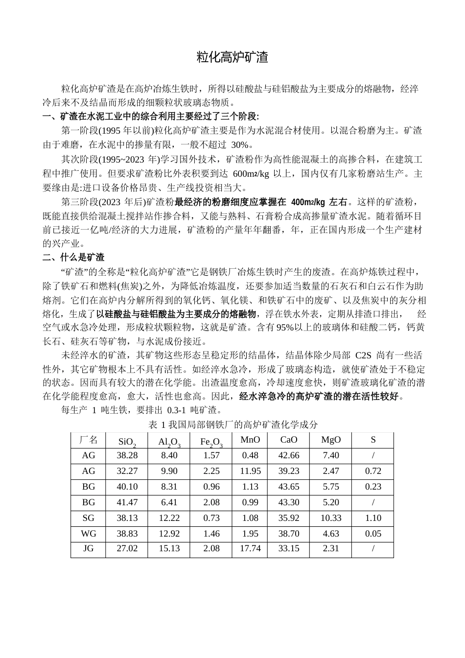 粒化高炉矿渣知识汇总教学内容_第1页