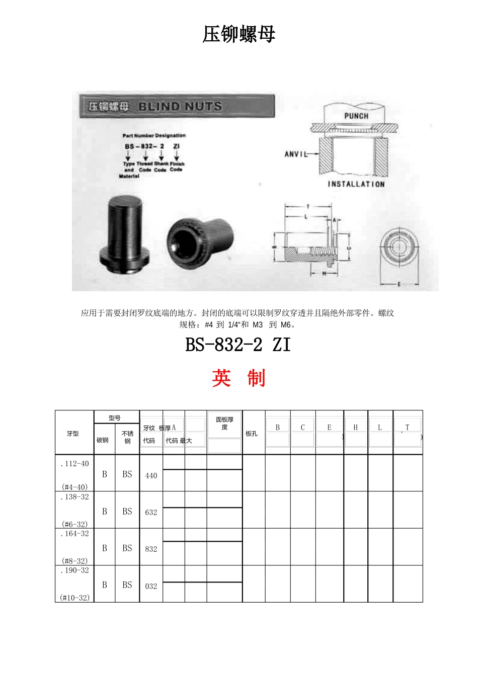 公英制压铆螺母尺寸_第1页