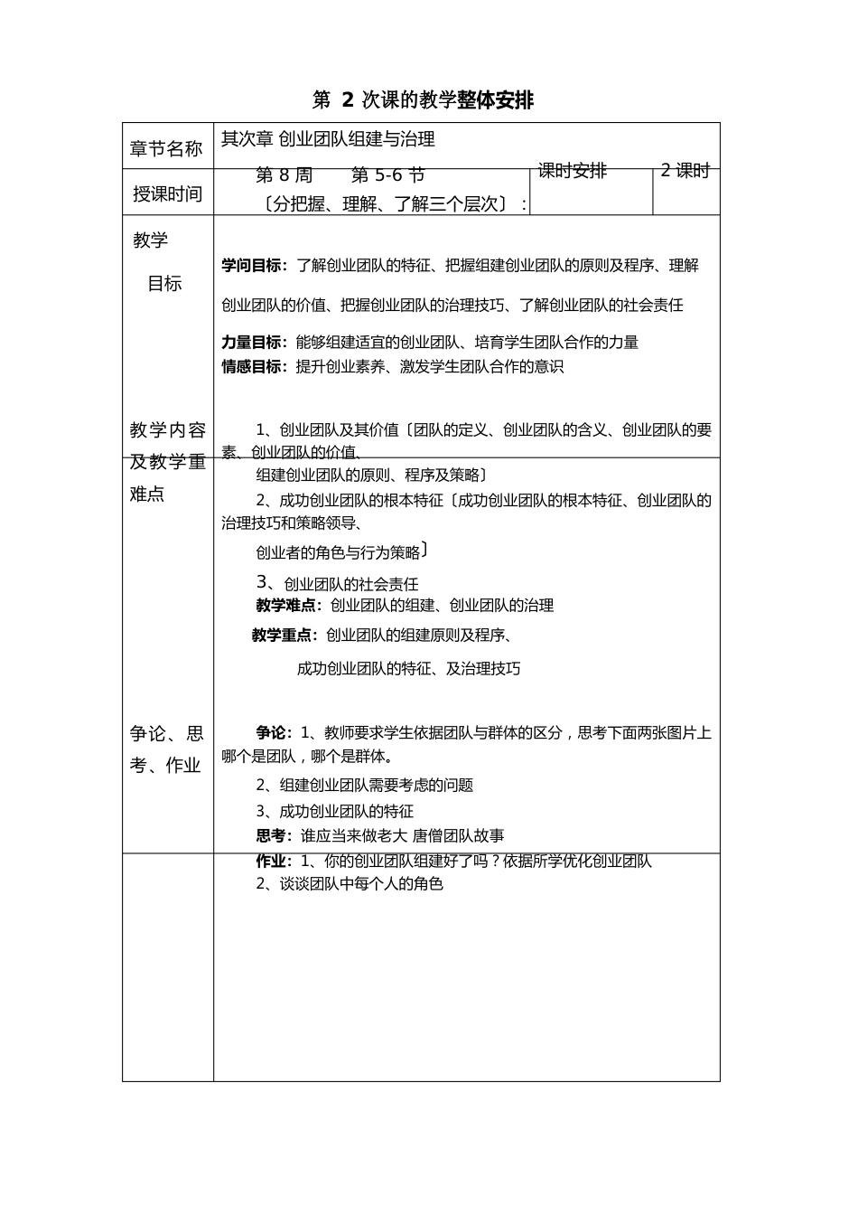 创业团队组建与管理教案_第1页