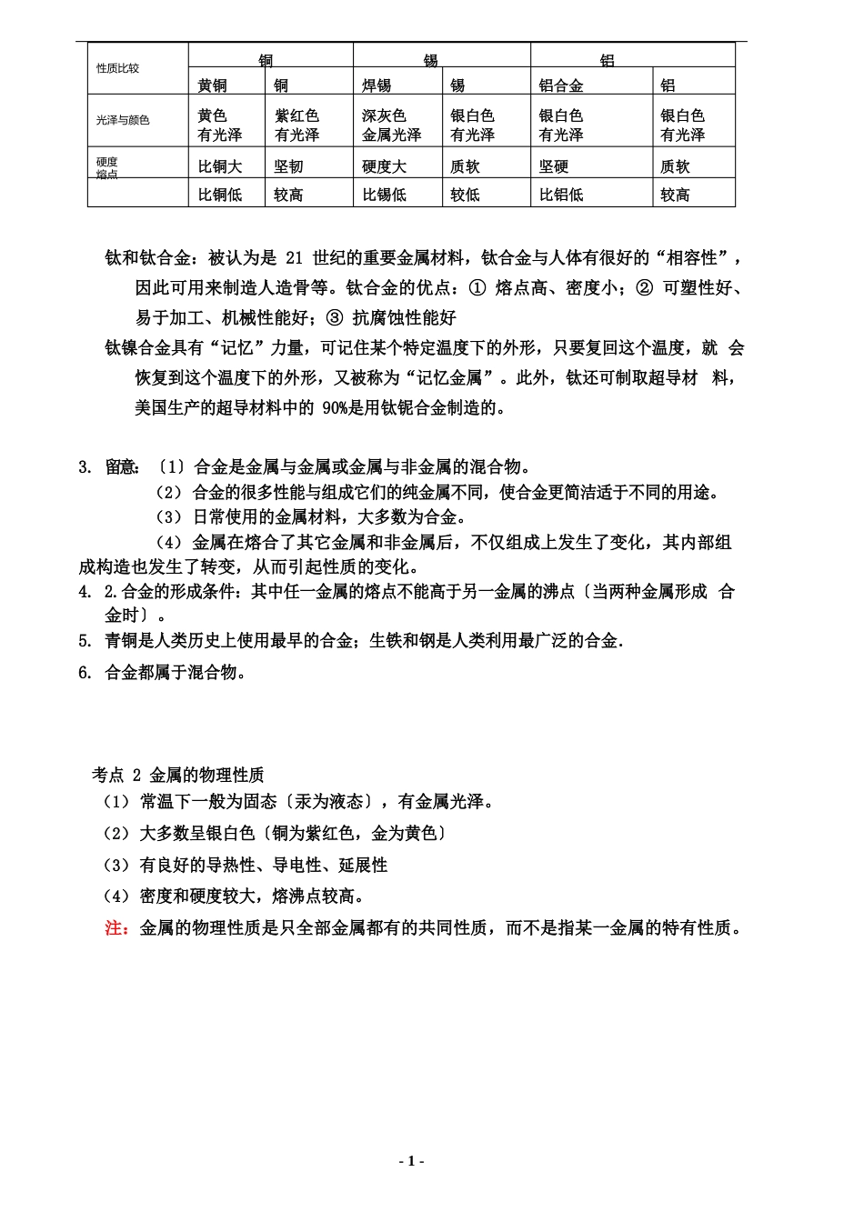 初中化学专题金属及金属材料知识点_第2页