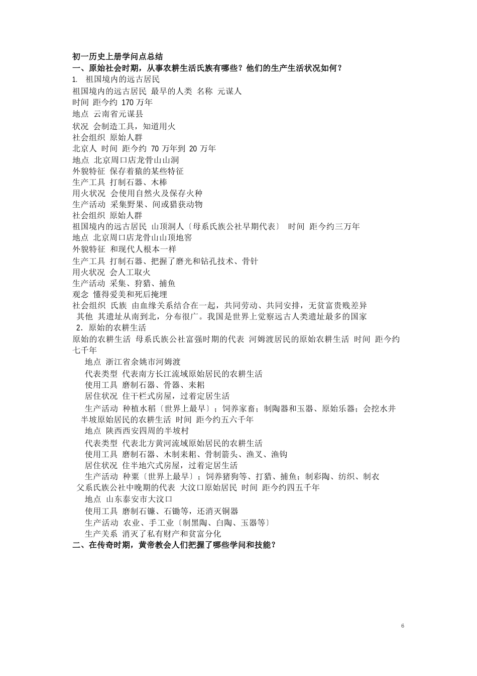 初一历史上册知识点总结_第1页