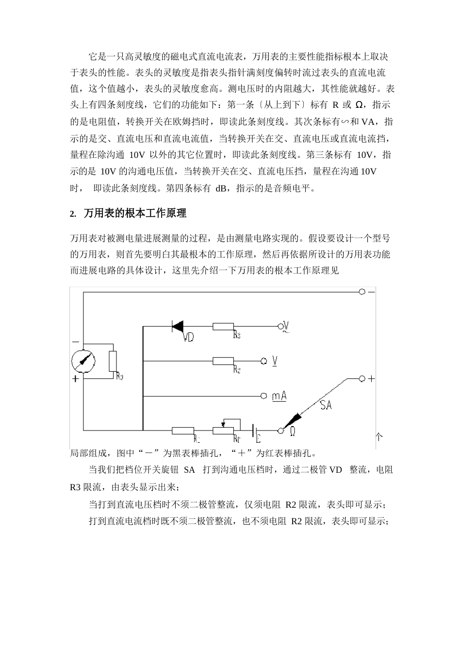 万用表的工作原理-实验报告_第2页