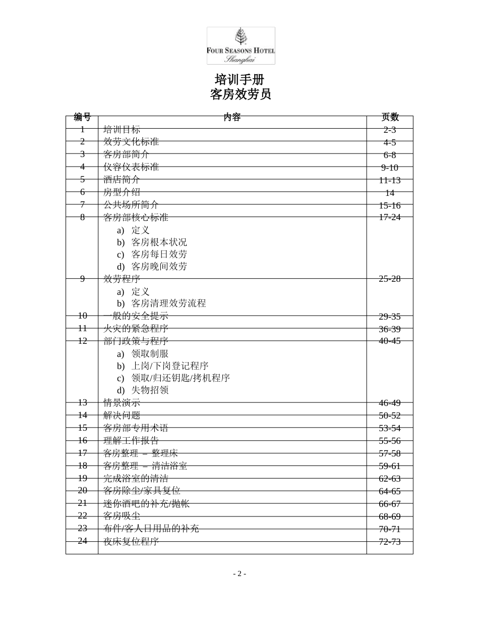 四季酒店客房服务员培训手册TRAININGMANUAL-RMATTC_第2页