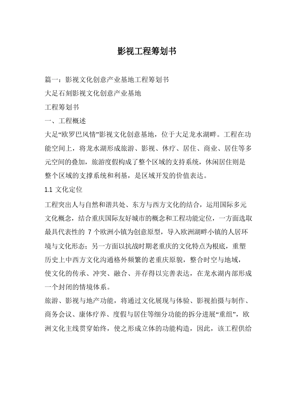 影视项目策划书_第1页