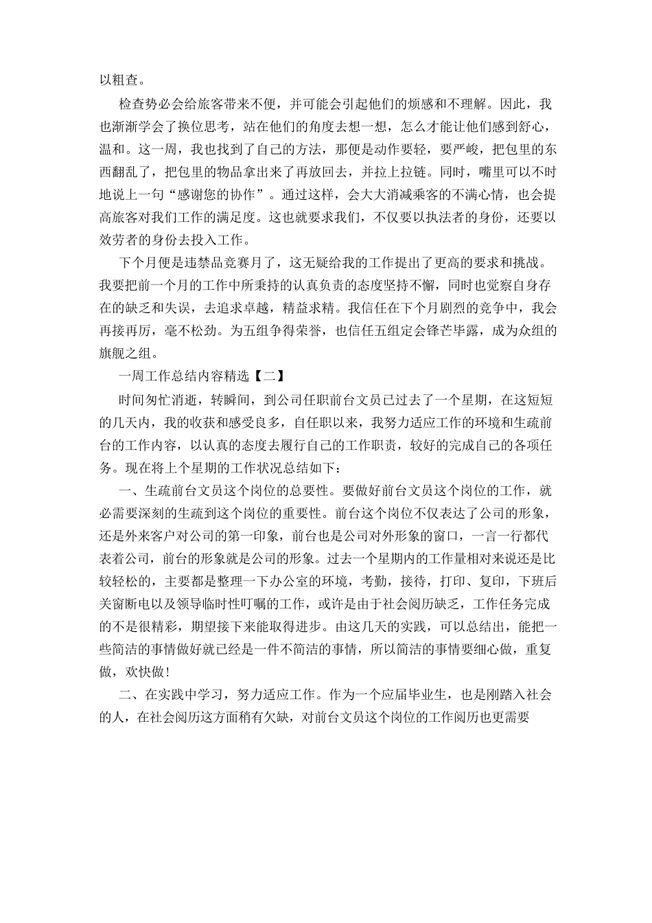 周报告工作总结模板_第2页