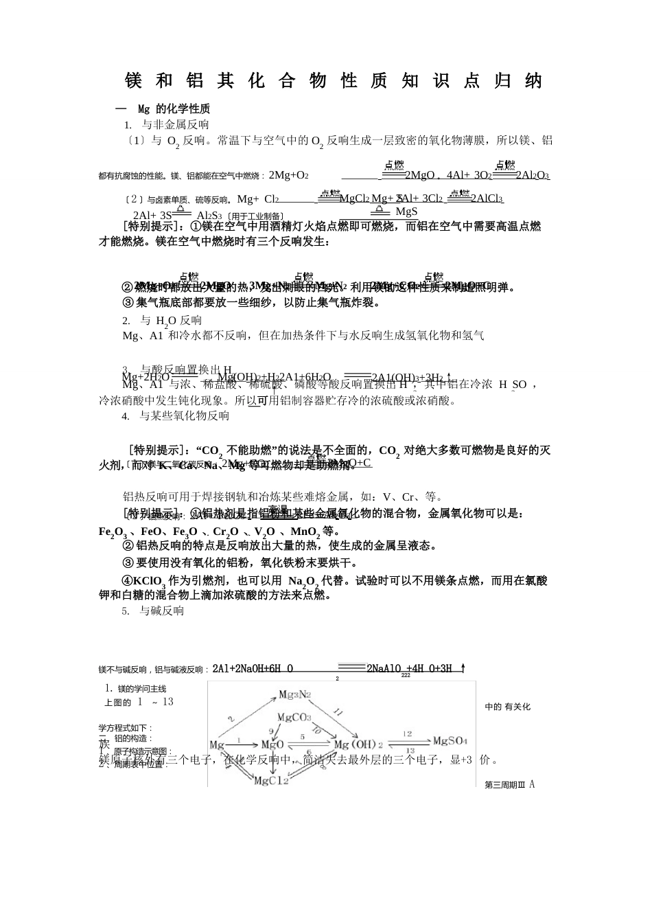 镁和铝知识点归纳_第1页