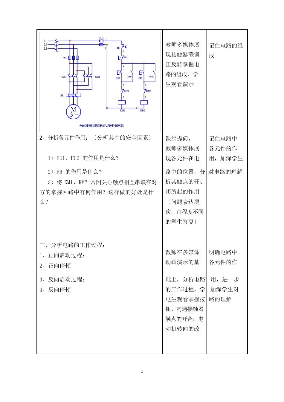 接触器联锁正反转控制电路的安装与调试上课教案_第3页