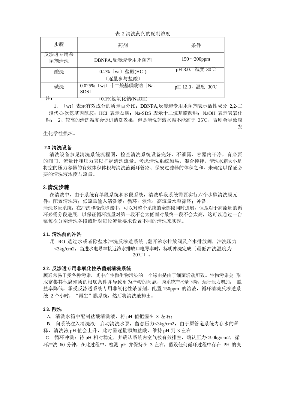 反渗透装置化学清洗方案_第2页