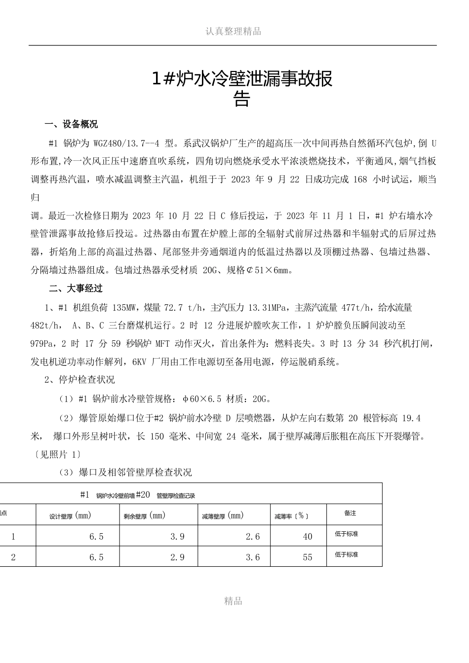 1炉水冷壁爆管事故分析报告_第1页