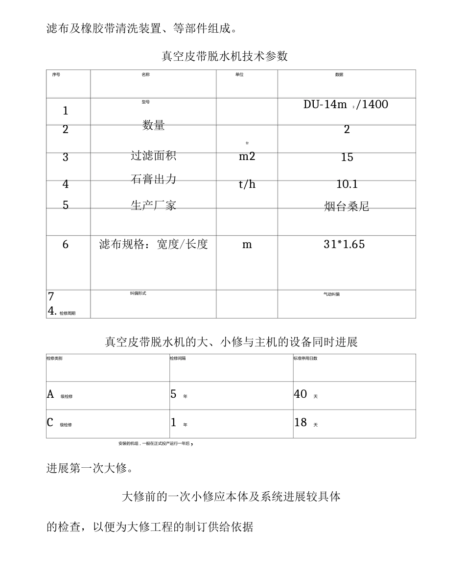 脱硫真空皮带脱水机现场检修工艺规程_第2页