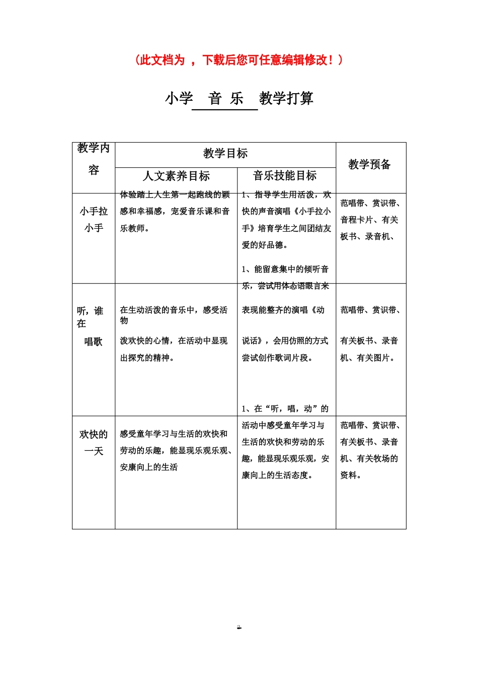 苏教版小学一年级音乐上册教案_第1页