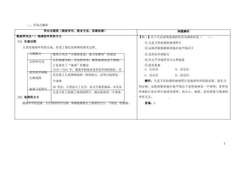 七年级地理上册11地球和地球仪思维导图及知识点解析_第2页