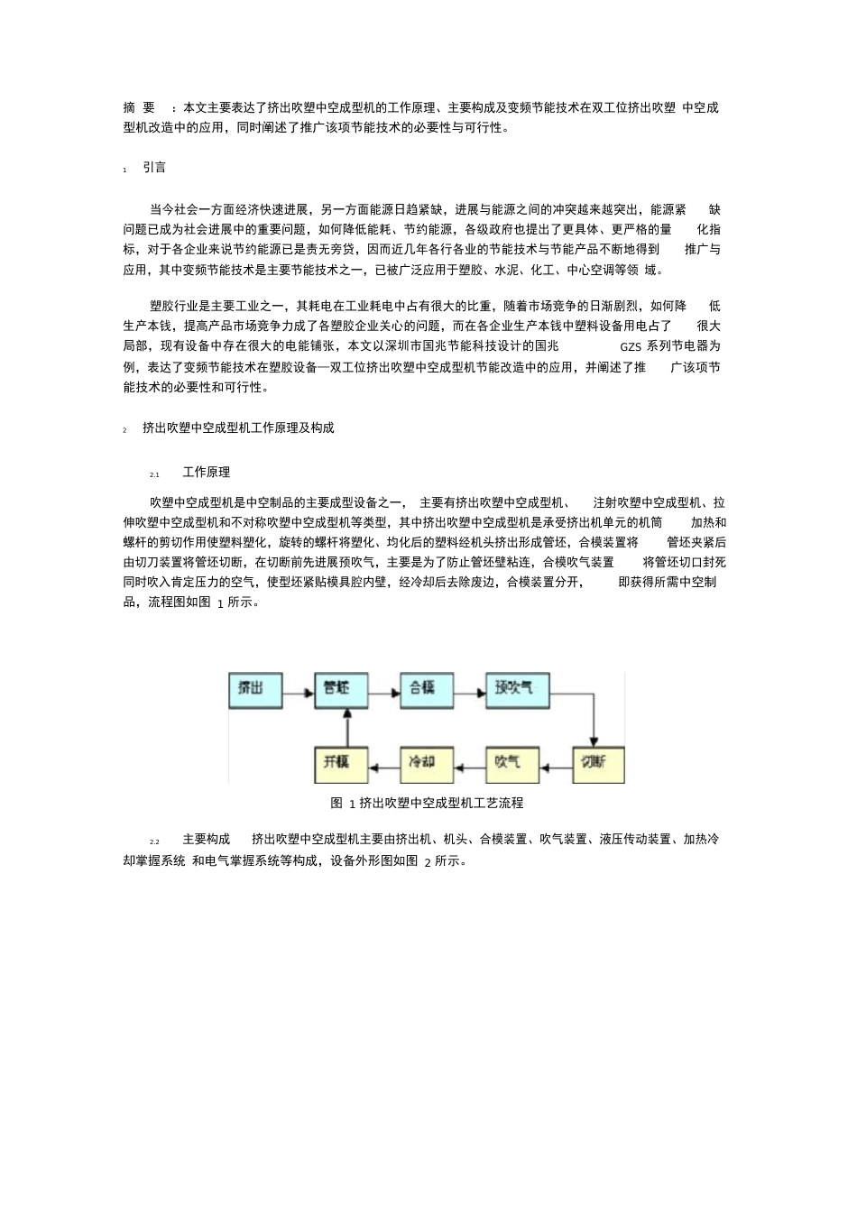 节能技术应用挤出吹塑中空成型机的工作原理_第1页