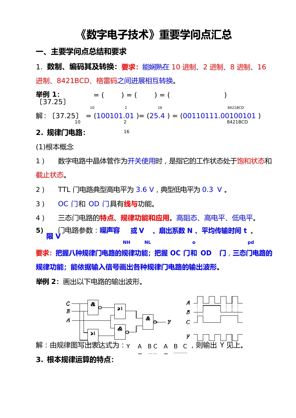 《数字电子技术》复习知识点_第1页