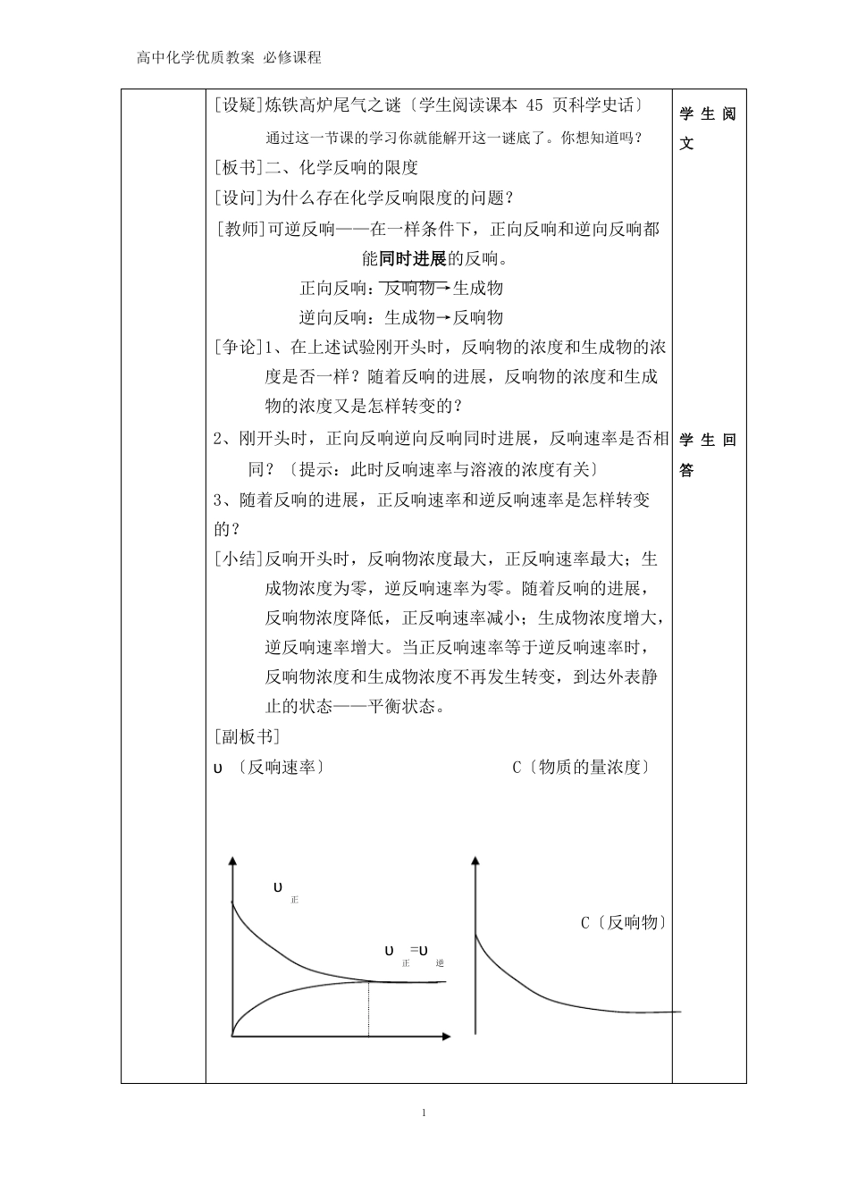 高中化学优质教案化学反应的限度化学反应条件的控制教学设计[必修]_第2页