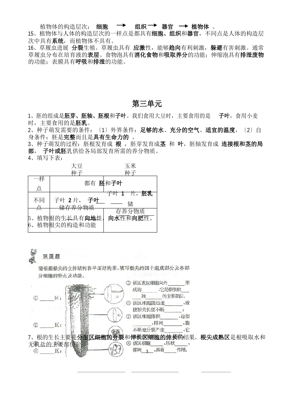 苏教版七年级生物上学期知识点汇总_第3页