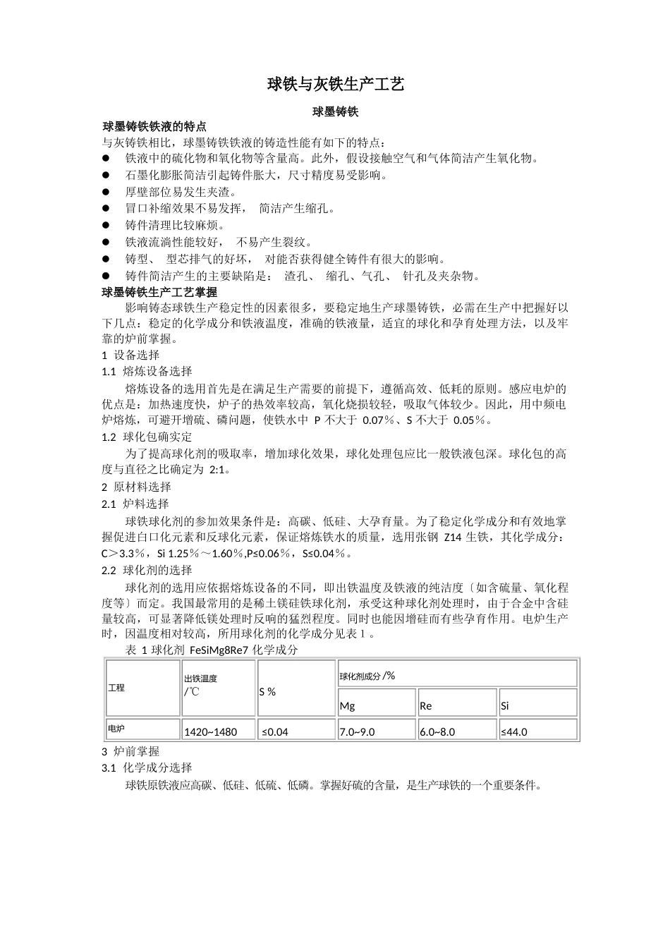 实习报告球铁灰铁生产工艺_第1页