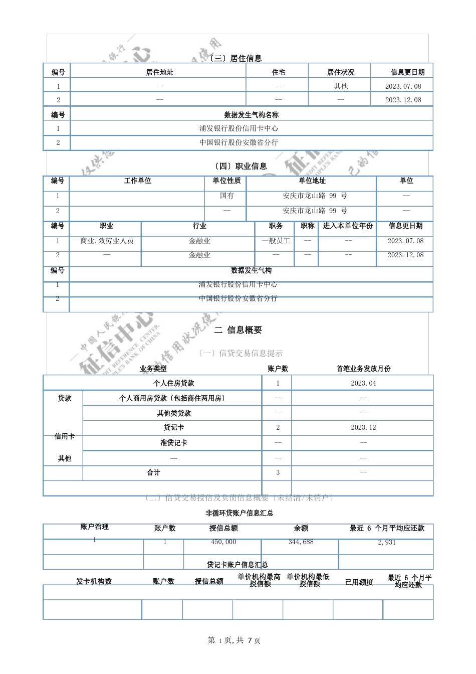 个人征信报告模板（2023年）_第2页