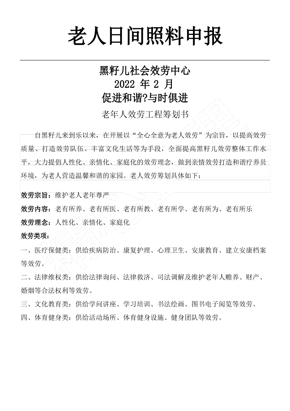 老年服务项目计划方案_第1页