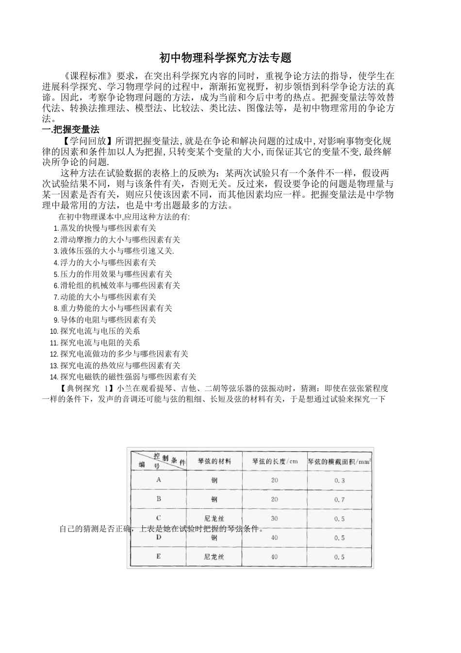 初中物理科学探究方法专题_第1页