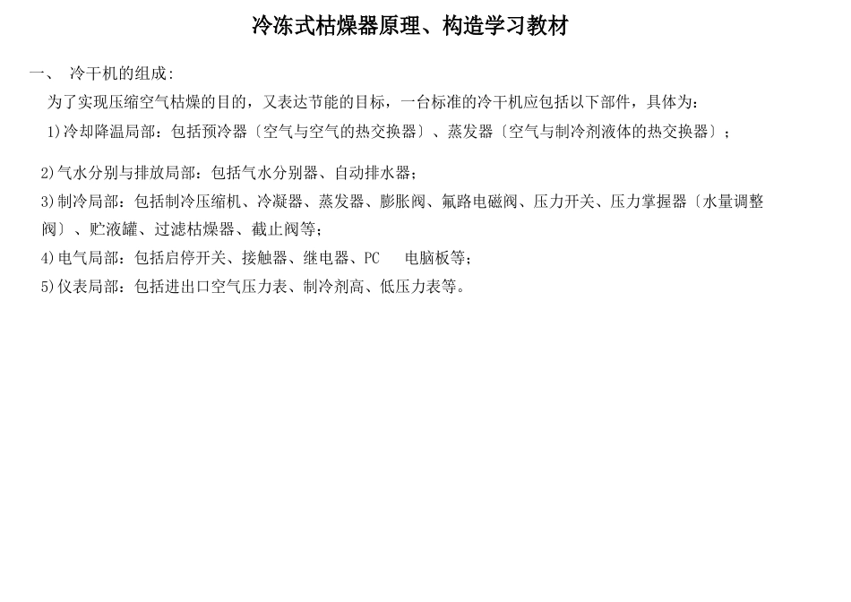 冷干机的原理、结构学习教材_第1页