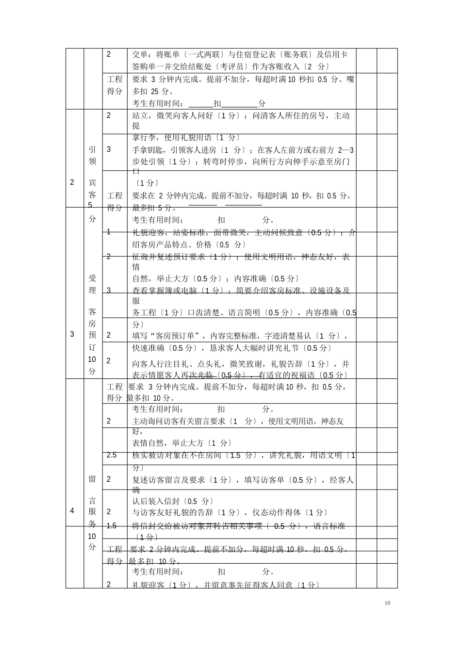 中级前厅服务员技能试卷_第3页