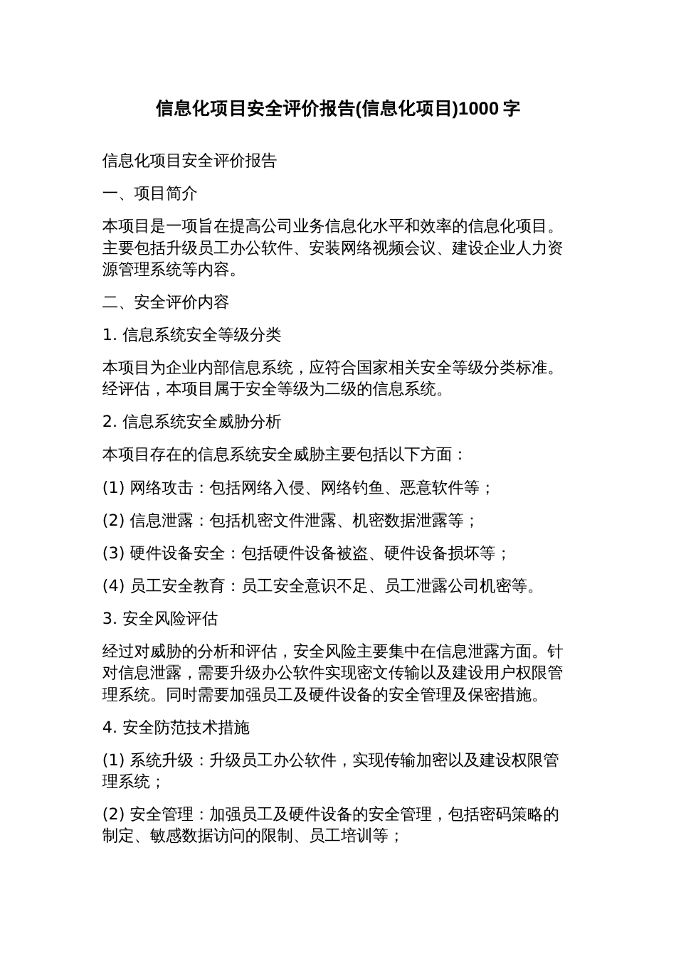 信息化项目安全评价报告(信息化项目)_第1页