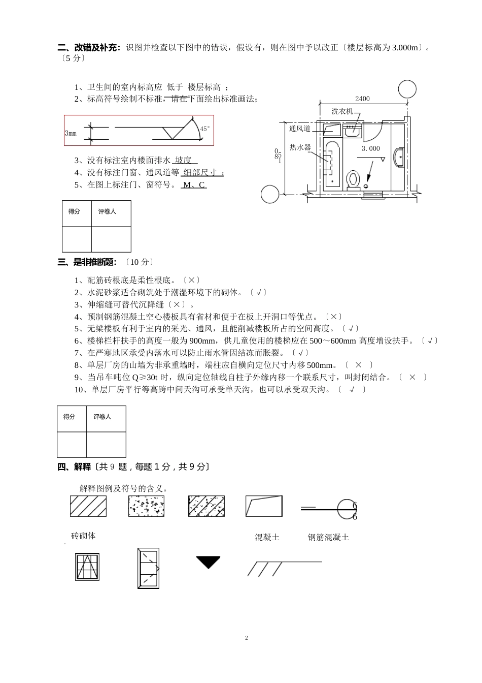《建筑构造与识图》试卷C答案_第2页