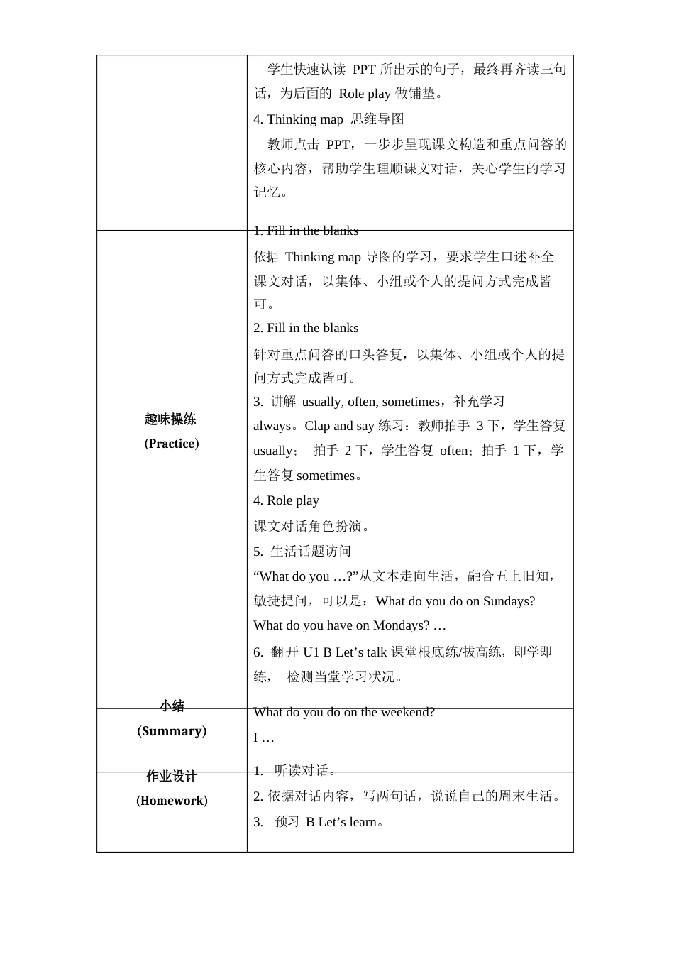 人教PEP版五年级英语下册《Unit1BLet’stalk名师教案》_第3页