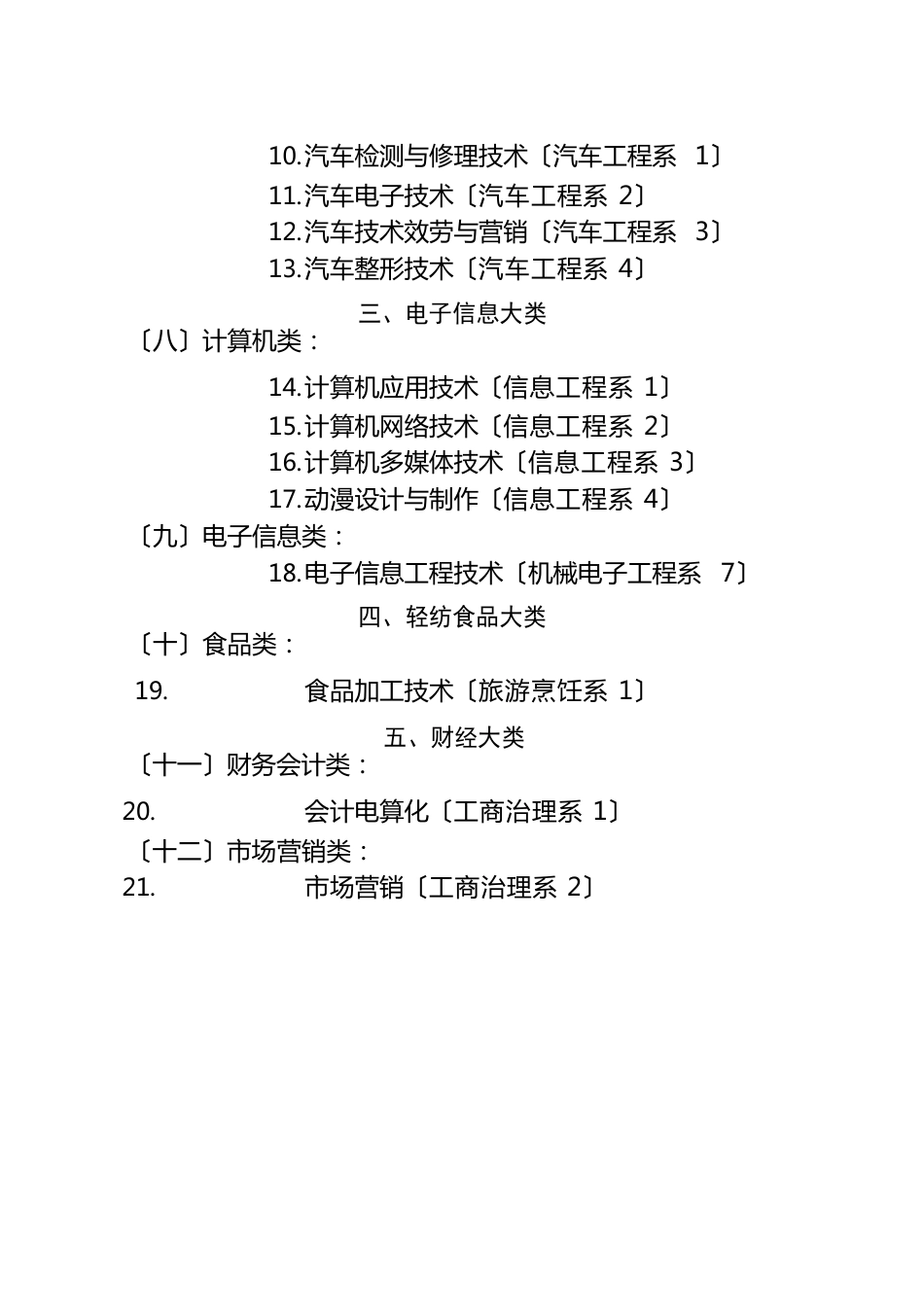 河南职业技术学院专业分类一览表_第2页