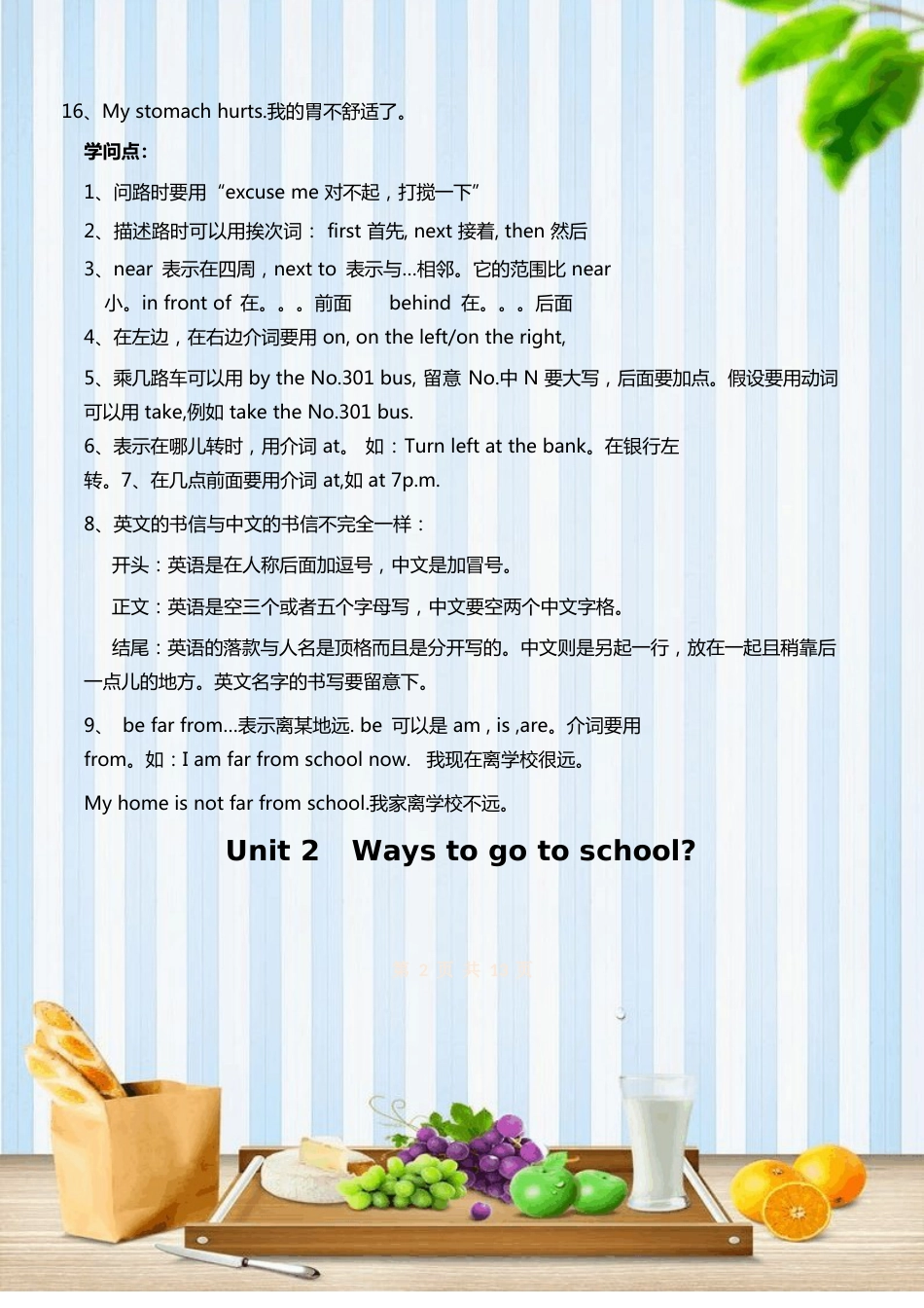 人教版(PEP)六年级上册英语各单元知识点_第2页