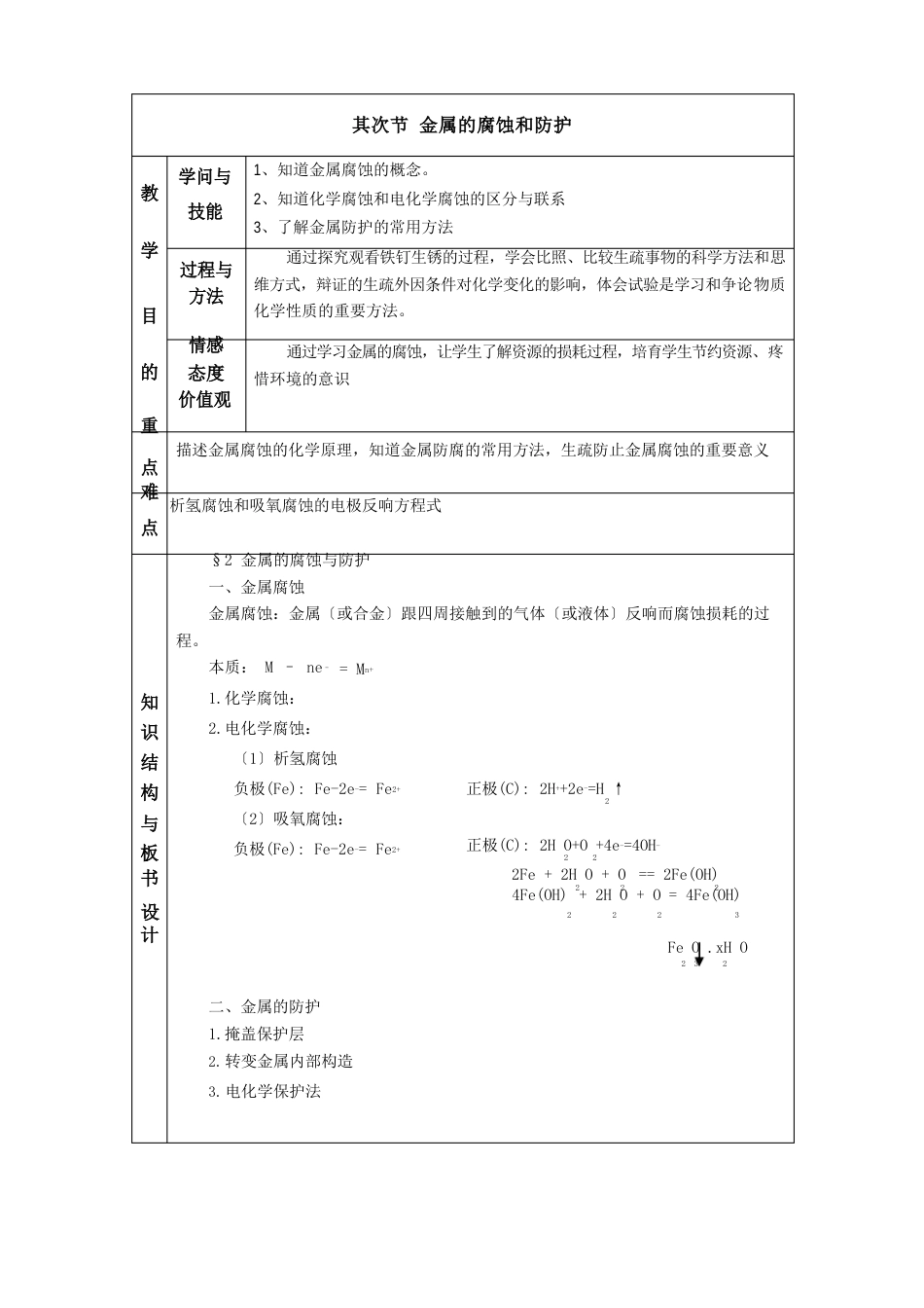 《金属的腐蚀和防护》教学设计_第2页