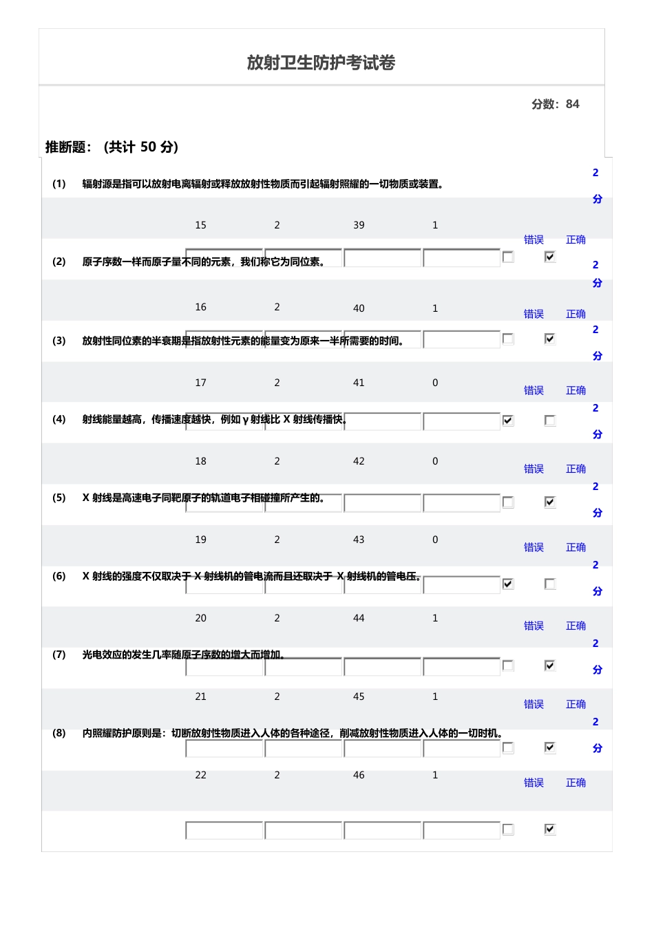 放射卫生防护考试卷_第1页