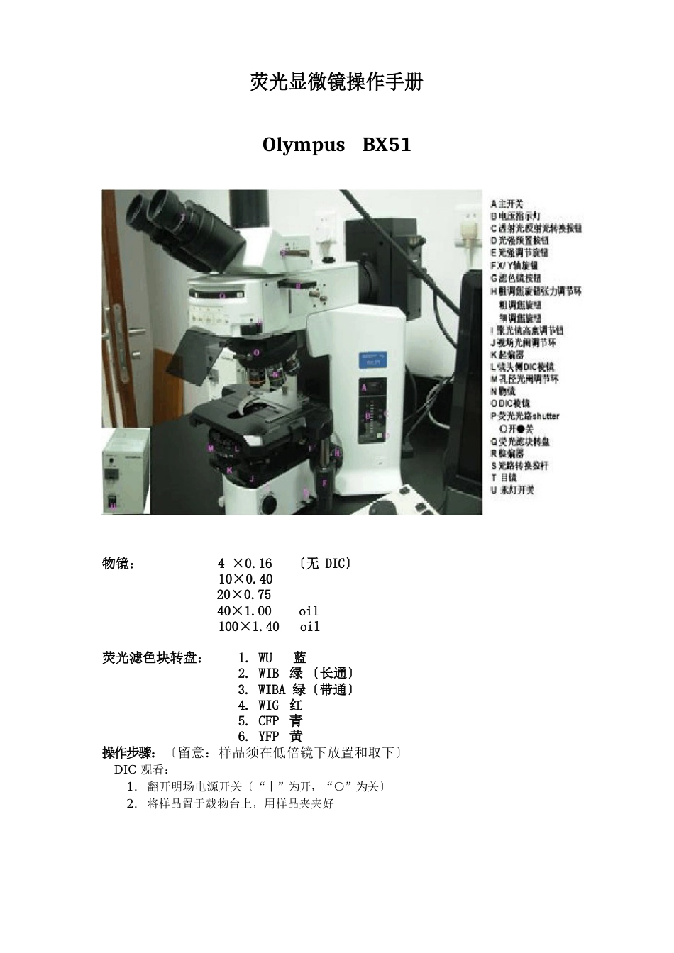 荧光显微镜操作_第1页