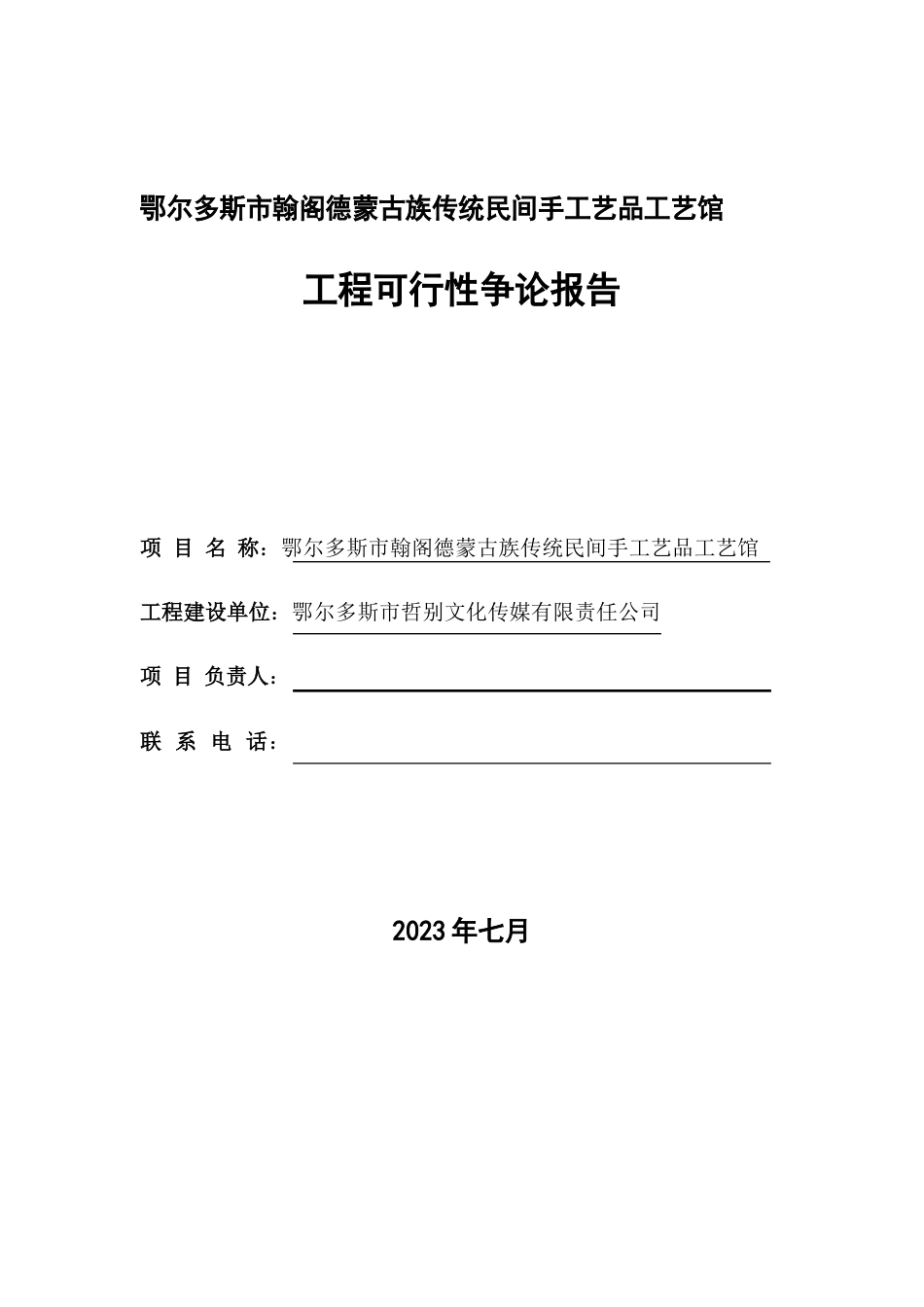 民族传统民间手工艺品项目可行性研究报告_第1页